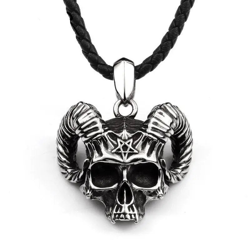 Massive Shofar Schädel Halskette-Ziegenkopf Anhänger im