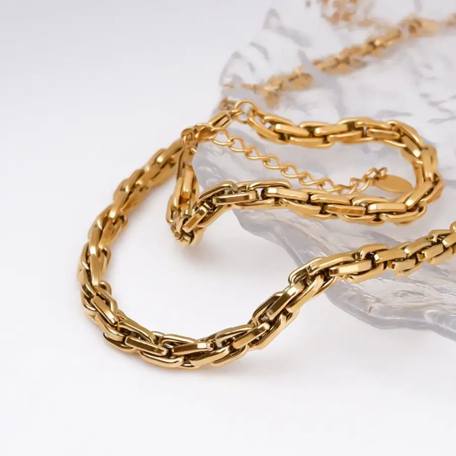 verdrehte Halskette-Twist Halskette-Statement Schmuck Damen-massive Twist Halskette-Gliederkette Damen-einzigartige Kette-Edelstahl Kette Damen-SHELAGO SCHMUCK