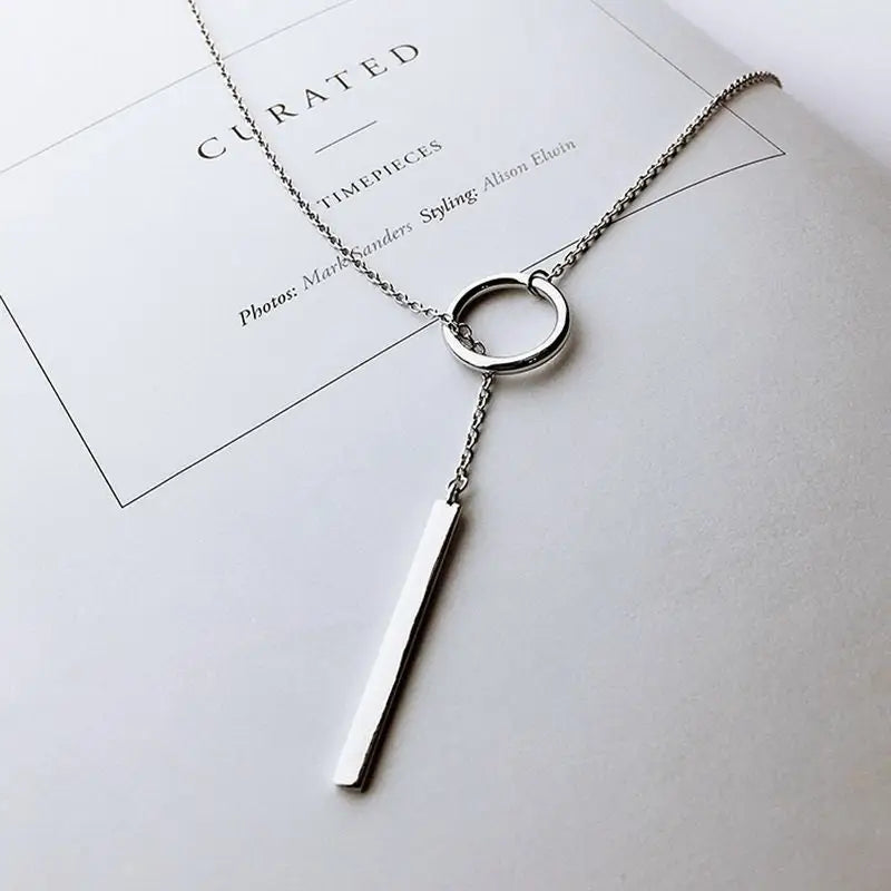 Minimalistische Langer Stab Halskette als Anhänger Silber