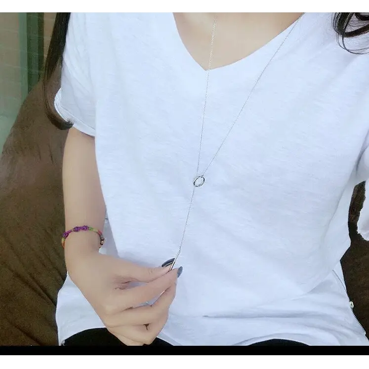 Minimalistische Langer Stab Halskette als Anhänger Silber