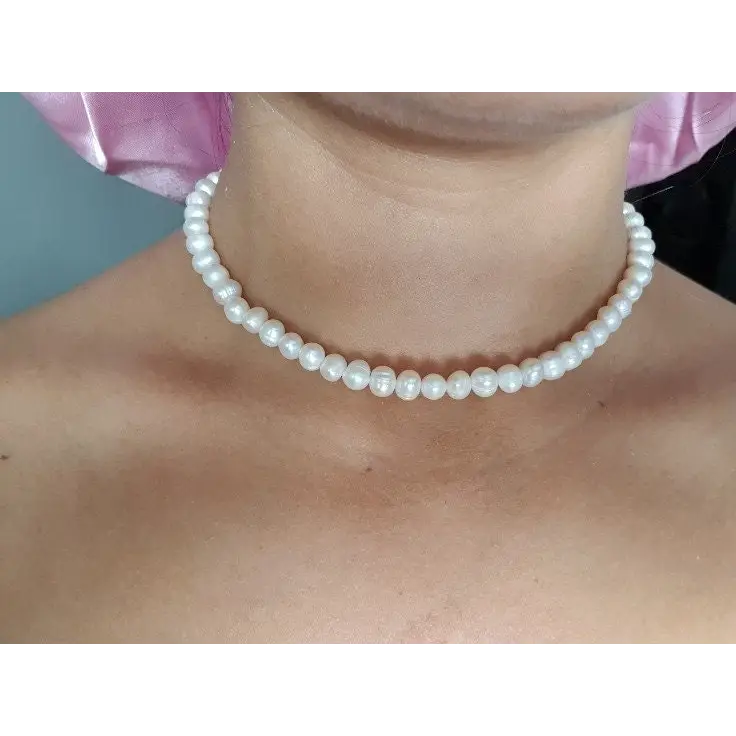 Minimalistische Süßwasserperlen Halskette- als besonderer