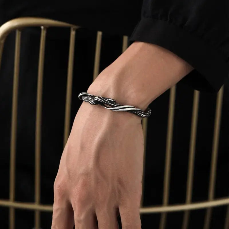 Minimalistischer Zweig Armreif und Ring als Viking Unisex