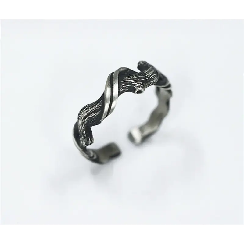 Minimalistischer Zweig Armreif und Ring als Viking Unisex