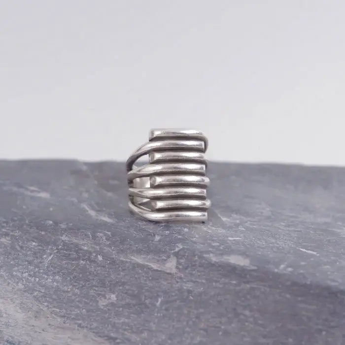 offenerMultilineRing-breiterRing-ChunkyRing-RetroRingSilberFarben-StatementRingEdelstahl-SchmuckGeschenk-verstellbareRingemassiv-shelagoeuschmuck