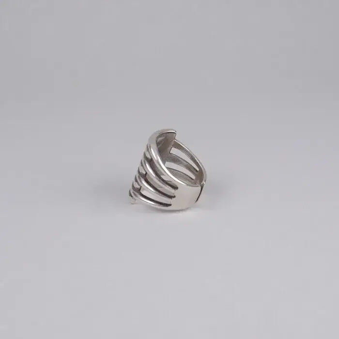 offener Multiline Ring-breiter Ring-Chunky Ring-Retro Ring Silber Farben-Statement Ring Edelstahl-Schmuck Geschenk-verstellbare Ringe massiv