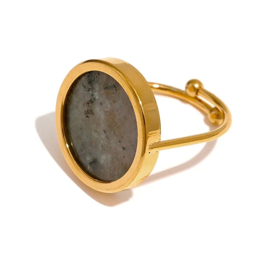 offener Ring mit Stein-Sophia-Ring minimalistisch-Ring Gold