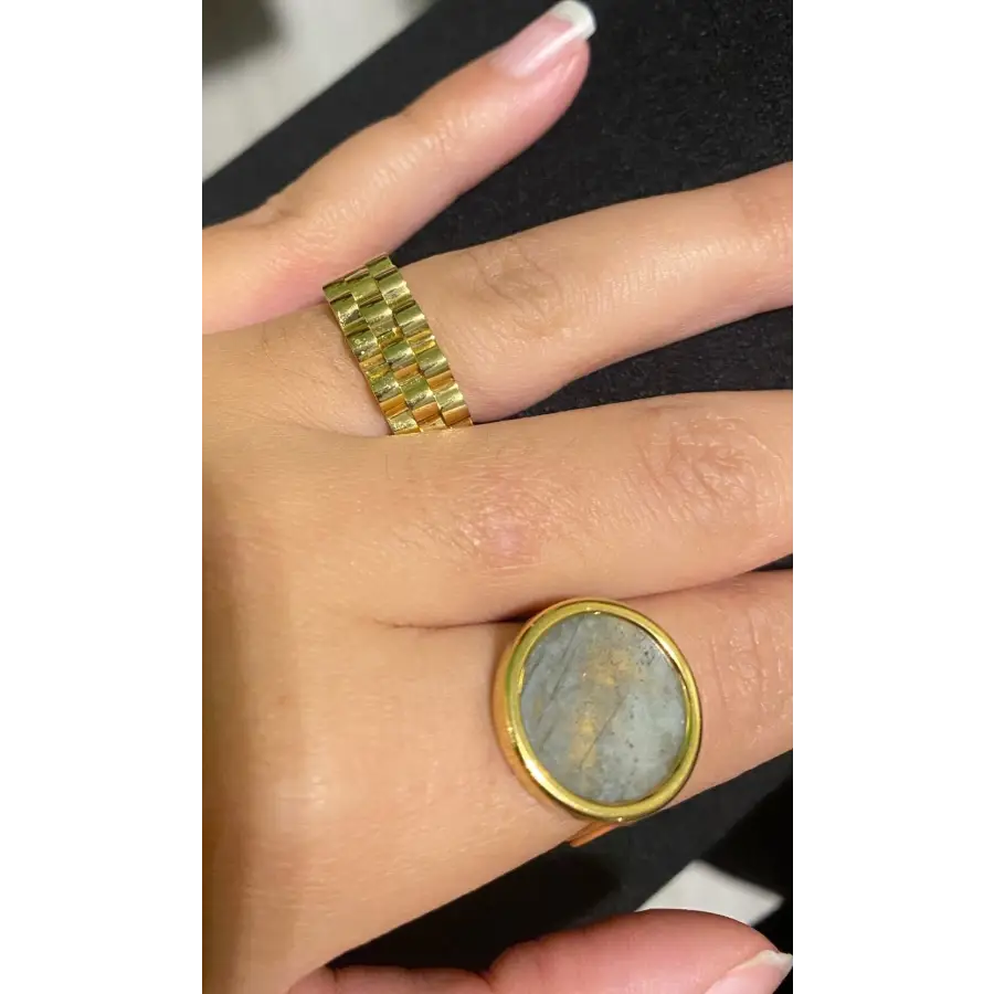 offener Ring mit Stein-Sophia-Ring minimalistisch-Ring Gold