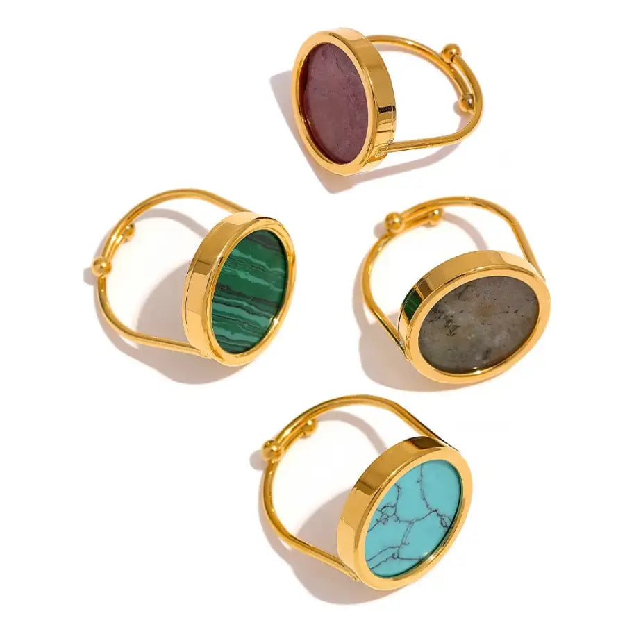 offener Ring mit Stein-Sophia-Ring minimalistisch-Ring Gold