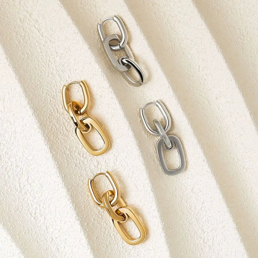 Ovale Klapp-Creolen-Damen Creolen aus Edelstahl-ovale Creolen Damen-Creolen mit Anhänger-2 in 1 Ohrringe-zeitlose Creolen-lange Anhänger Creolen-Ovale Doppel Creolen-SHELAGO SCHMUCK