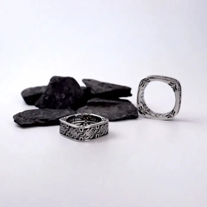Pangu Ring-Viking Ring-Runen Ring-Ringe mit Muster-Ring