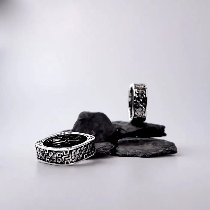 Pangu Ring-Viking Ring-Runen Ring-Ringe mit Muster-Ring