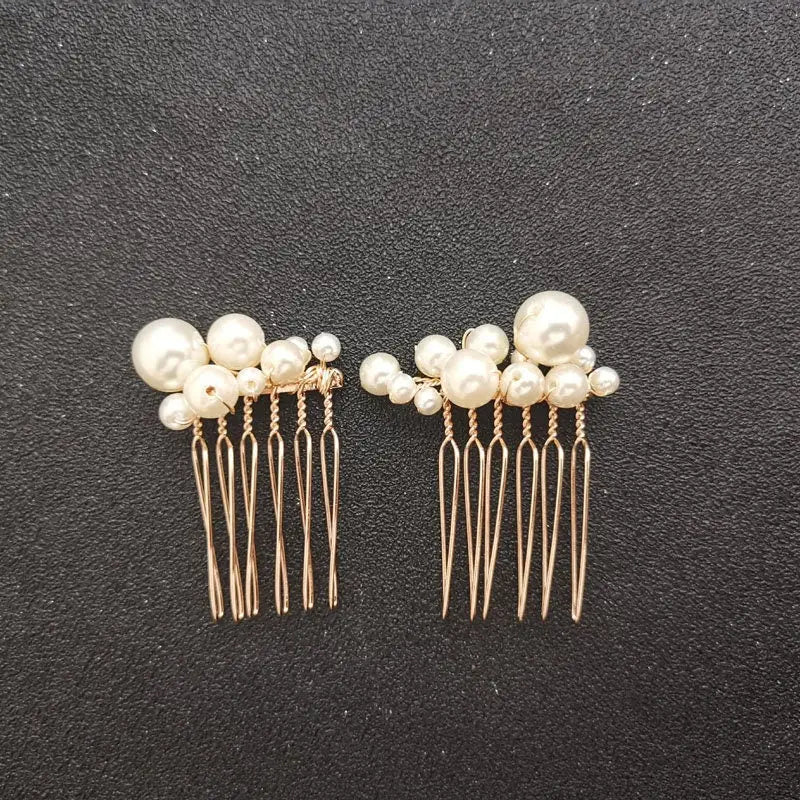 Perlen Haarkamm Set-Brauthaarschmuck weiß-Haarkamm