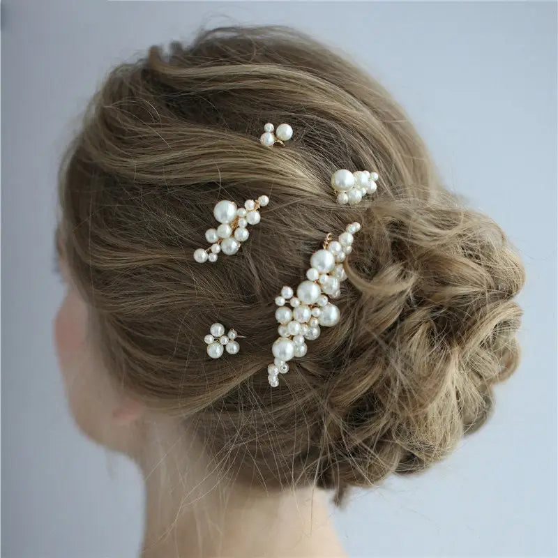 Perlen Haarkamm Set-Brauthaarschmuck weiß-Haarkamm