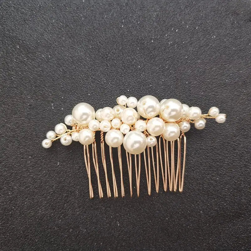 Perlen Haarkamm Set-Brauthaarschmuck weiß-Haarkamm