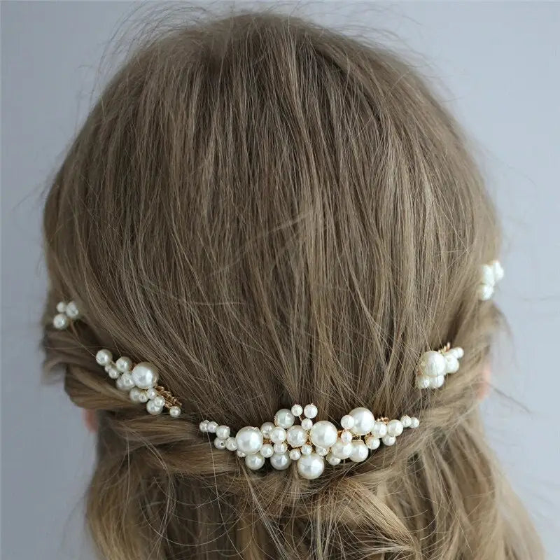 Perlen Haarkamm Set-Brauthaarschmuck weiß-Haarkamm