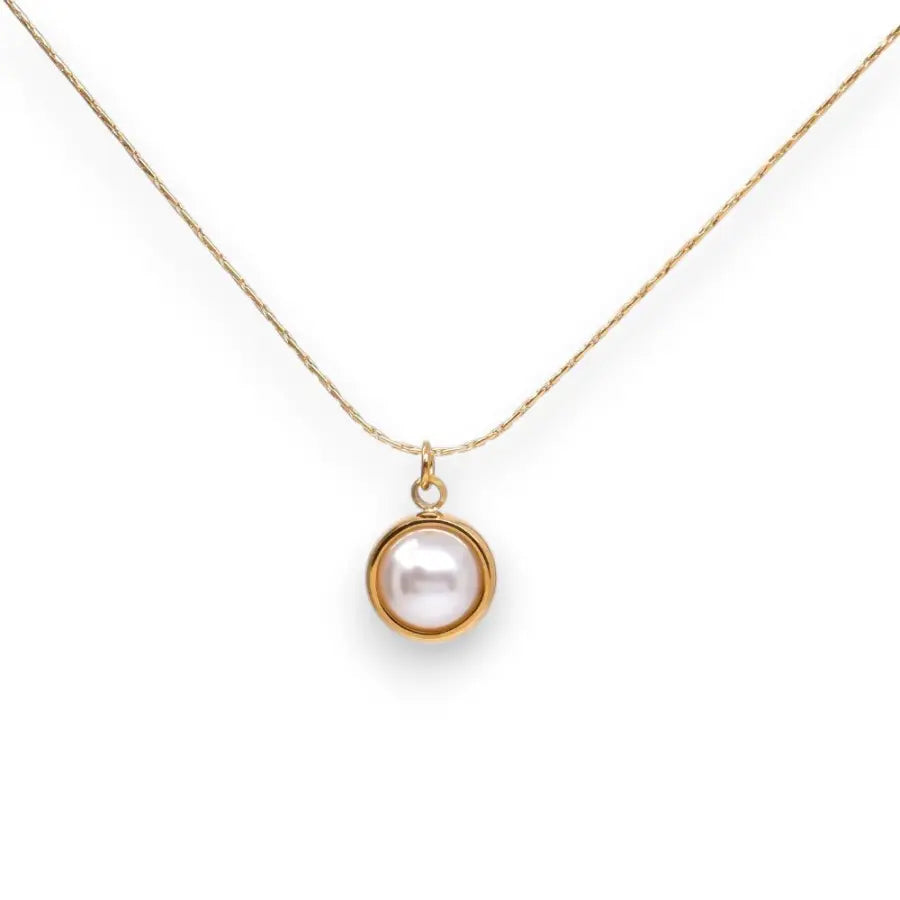 Perlen Halskette mit Herz Gravur-Halskette für Damen-vergoldete Edelstahl Halskette-Anhänger mit Herz Gravur-elegante Schmuck Geschenke-Shelago Schmuck-