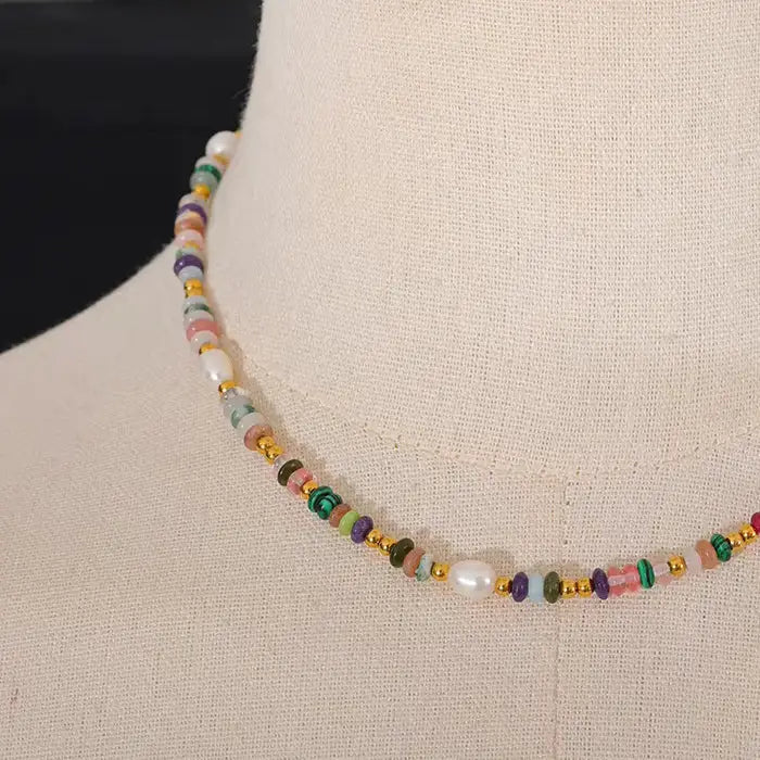 Perlen Kette Damen-verstellbare Perlenkette-Regenbogen Kette-Süsswasserperlen-Statement Kette-Perlen Kette Damen-SHELAGO SCHMUCK