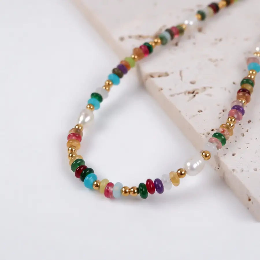 Perlen Kette Damen-verstellbare Perlenkette-Regenbogen Kette-Süsswasserperlen-Statement Kette-Perlen Kette Damen-SHELAGO SCHMUCK