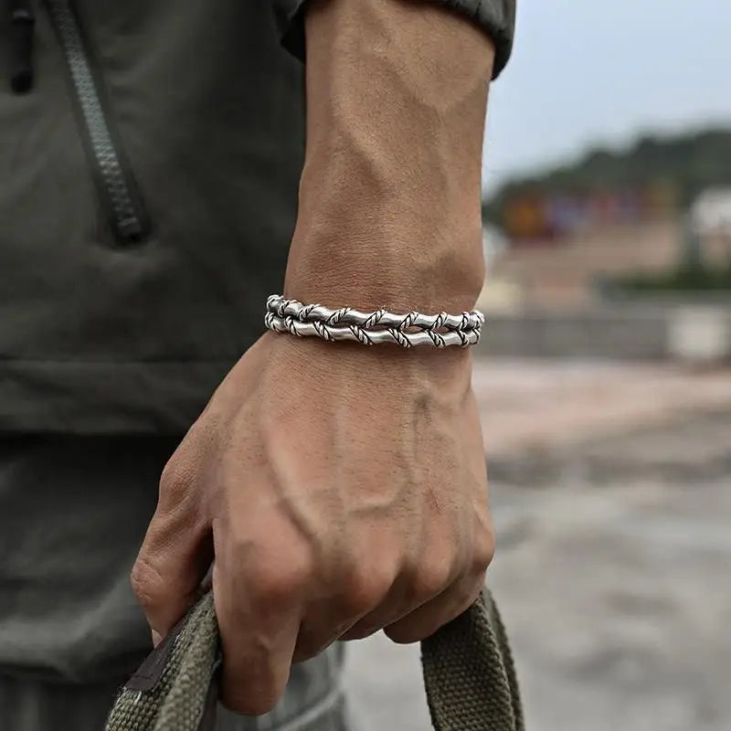 Retro Bambus Armreif als Unisex Armschmuck im Asia Look in
