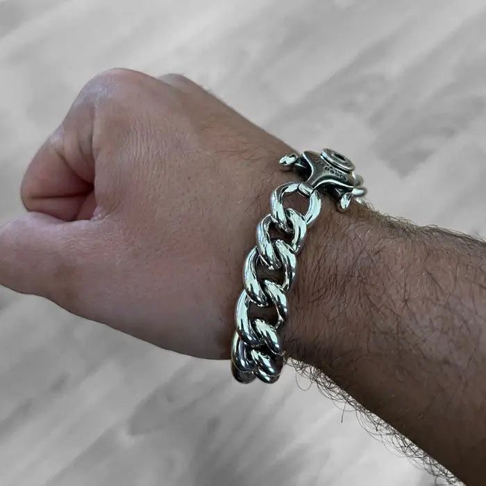 Retro Lotus Armkette als Gliederarmband im Biker Stil -