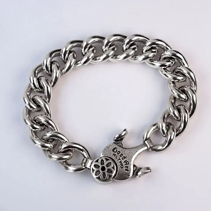 Retro Lotus Armkette als Gliederarmband im Biker Stil -