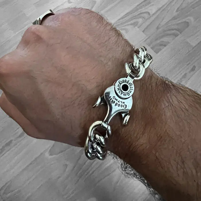 Retro Lotus Armkette als Gliederarmband im Biker Stil -