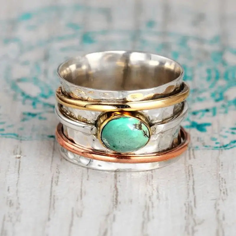 Retro Recycle Ring-Vintage Stil-Ring mit Stein-Statement