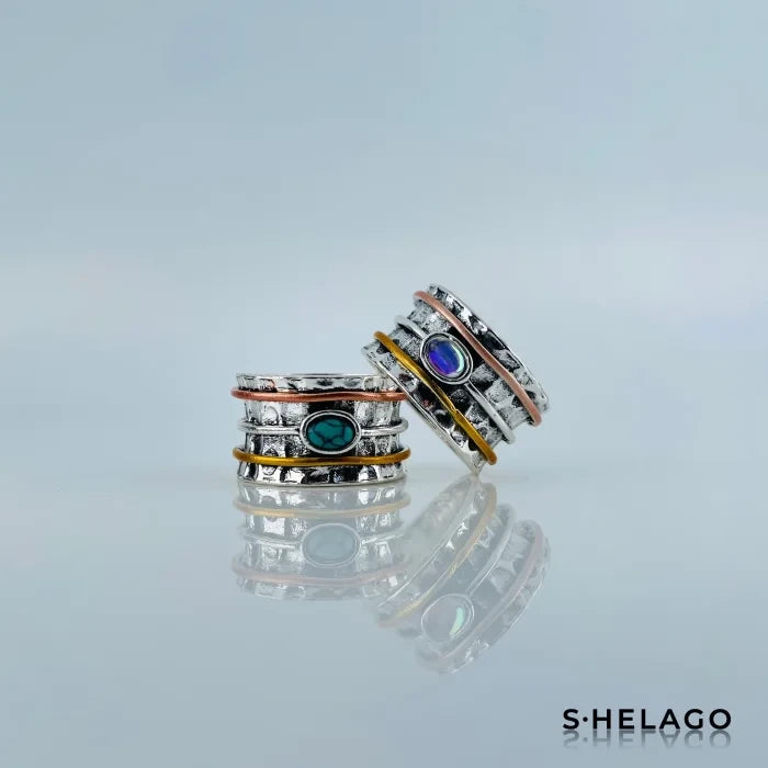 Retro Recycle Ring-Vintage Stil-Ring mit Stein-Statement