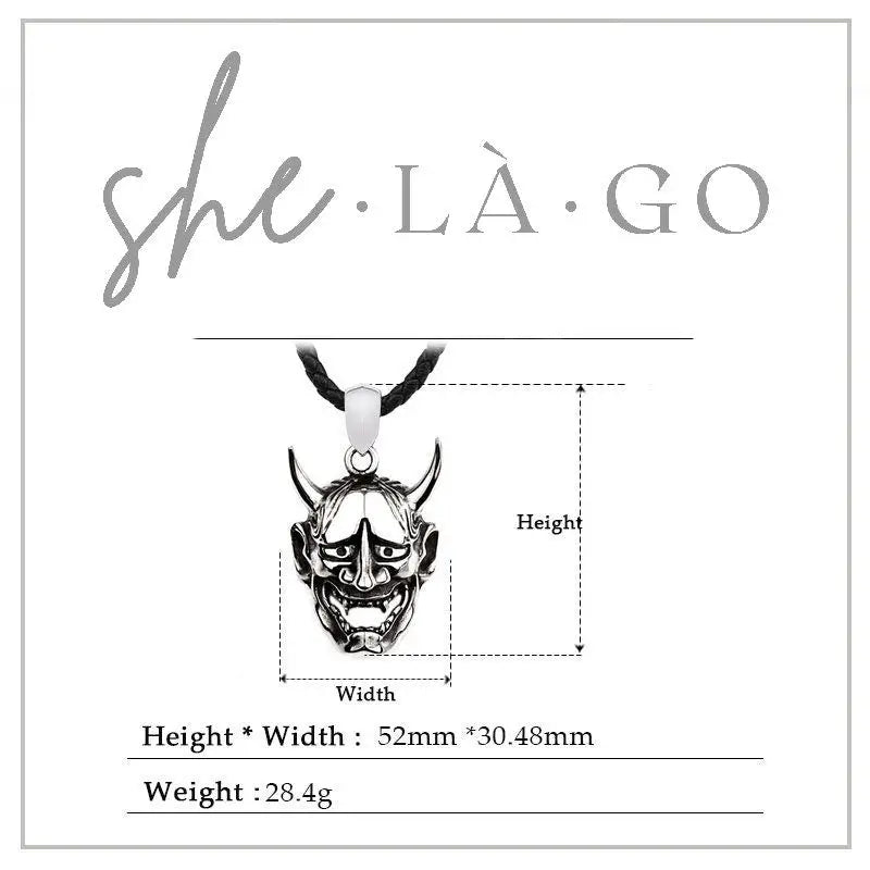 Retro Teufel Oni-Maske Halskette- Samurai Anhänger im