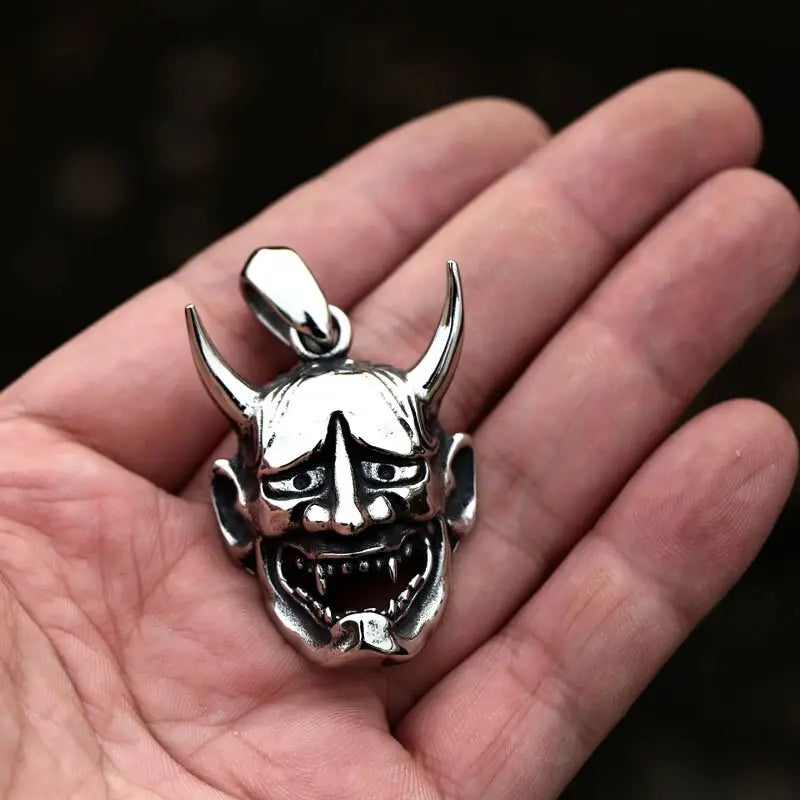 Retro Teufel Oni-Maske Halskette- Samurai Anhänger im