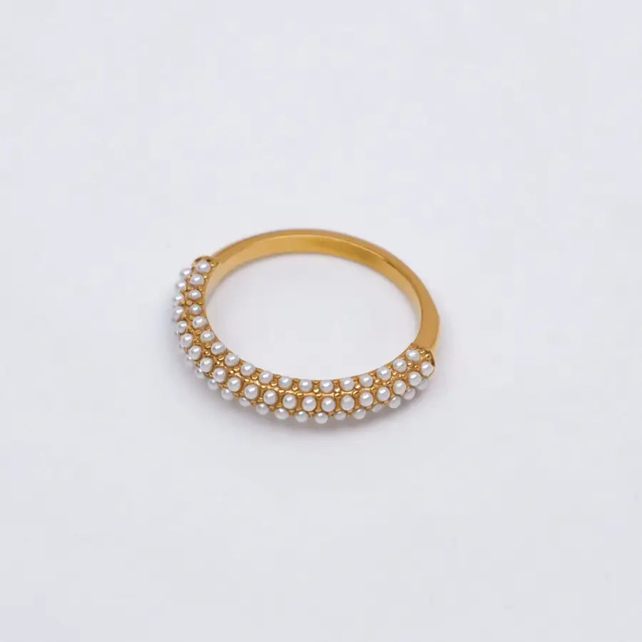 Ring mit Perlen-vergoldete Ringe Damen-Damen Gold Ringe-vergoldeter Schmuck Wasserfest-Ring für Frauen-eleganter Damen Ring-Shelago Schmuck