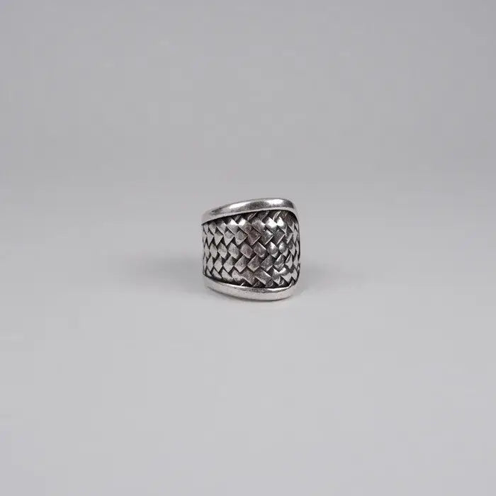 Ring mit Reptil Optik-breiter offener Ring-gewebter Fingerring-Ring geflochten-Edelstahl Schmuck-Geschenk Idee Herren-Ringe Silber Farben-shelago eu schmuck