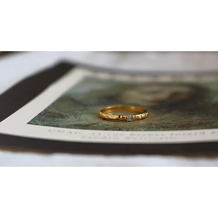 Ring mit Stein-Lea-feiner Stapelring-Ring Gold Farbe-Damen