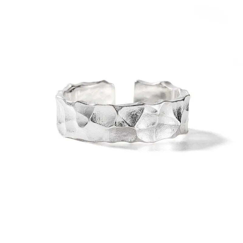 Ring mit Stein Textur-Statement Ringe-Damen Schmuck Silber