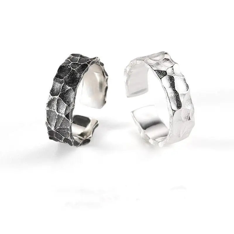 Ring mit Stein Textur-Statement Ringe-Damen Schmuck Silber