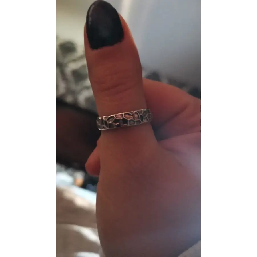 Ring mit Stein Textur-Statement Ringe-Damen Schmuck Silber
