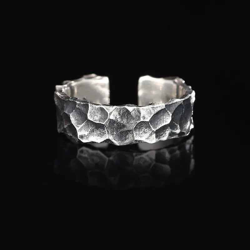 Ring mit Stein Textur-Statement Ringe-Damen Schmuck Silber