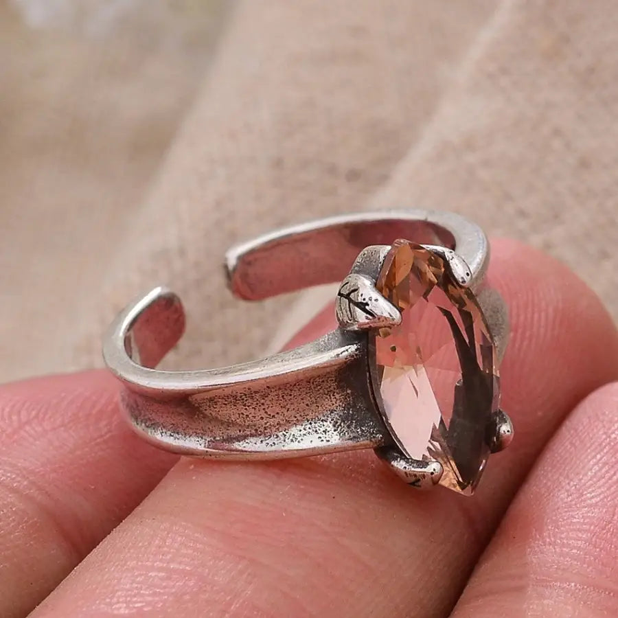 Ring mit Stein-Vintage Stil-verstellbare Ringe-Ring Silber