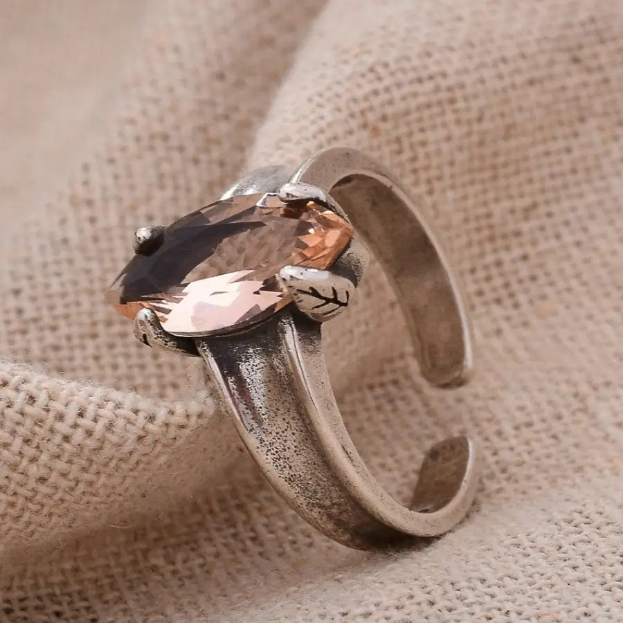 Ring mit Stein-Vintage Stil-verstellbare Ringe-Ring Silber