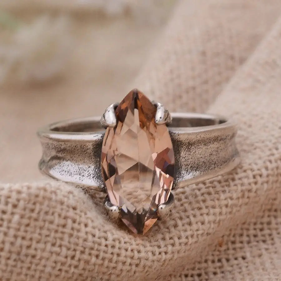 Ring mit Stein-Vintage Stil-verstellbare Ringe-Ring Silber