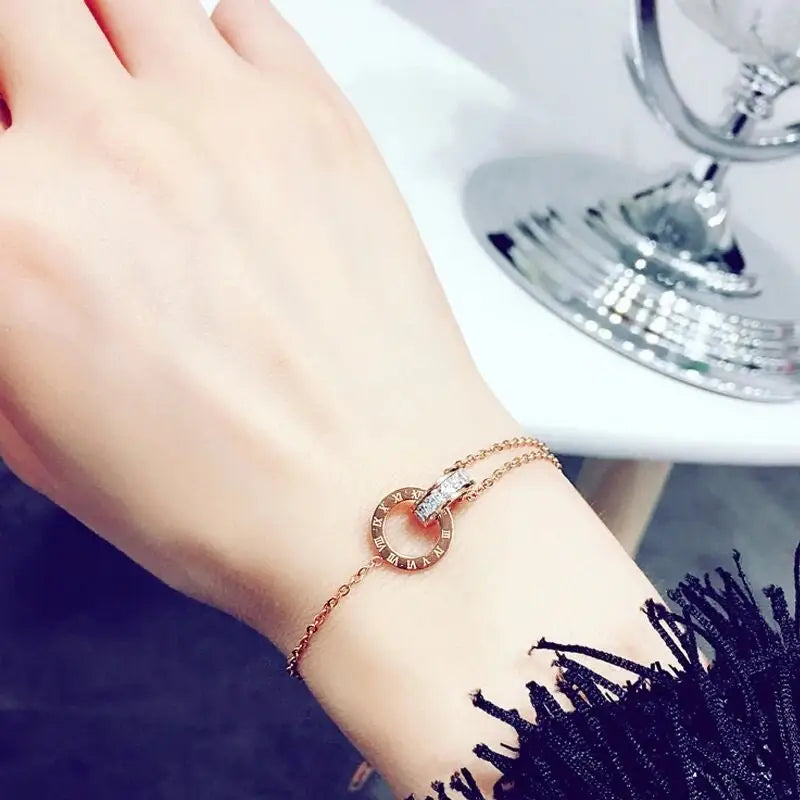 Römische Ziffern Armband-Armkette mit Zirkonia-Geschenke für