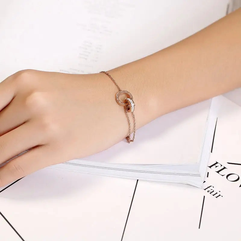 Römische Ziffern Armband-Armkette mit Zirkonia-Geschenke für