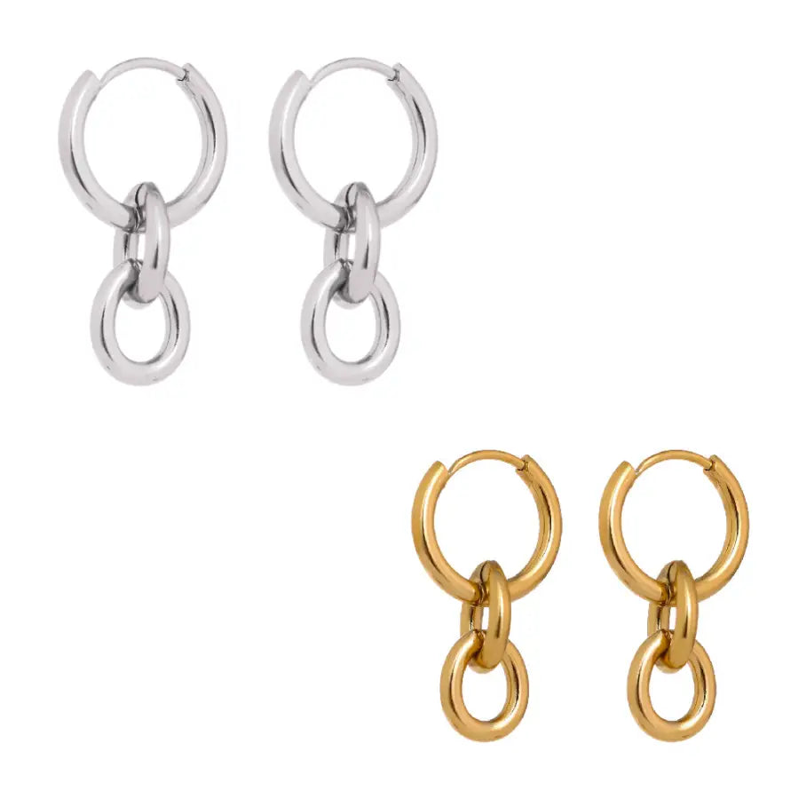 runde Creolen mit Einhänger-Kaia-2 in 1 Ohrring-Stilvolle