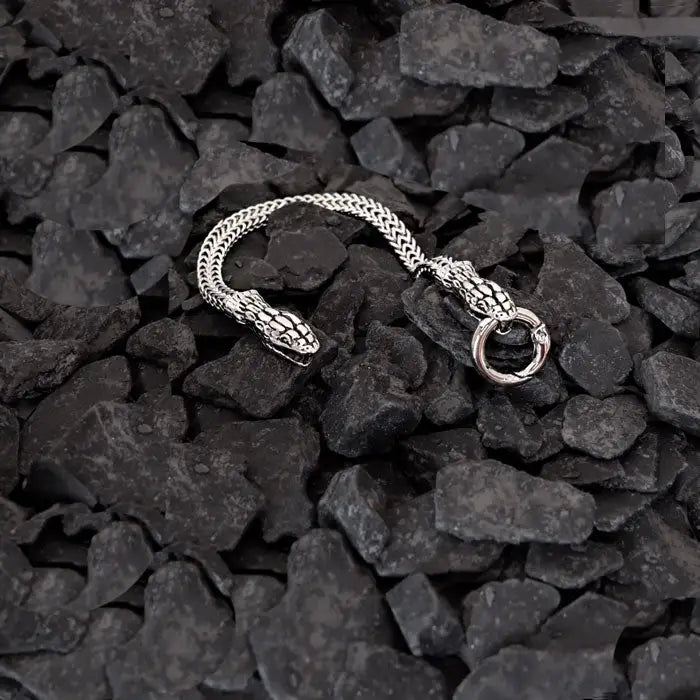 Schlangen Kopf Armband-Viking Armkette aus Edelstahl-Retro