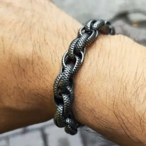 Schwarzstahl Armkette-Wasserfester Schmuck-Biker Schmuck