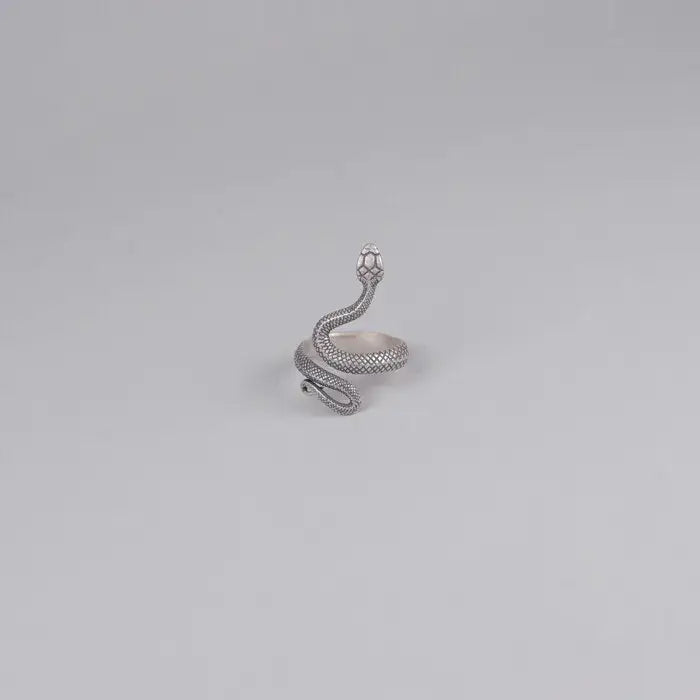 Silberner Schlangen Ring-Statement Ring-verstellbarer Fingerring-Gothic Schmuck-Ring Silber-feiner Ring-offener Ring-Schlangenring filigran-shelago eu schmuck