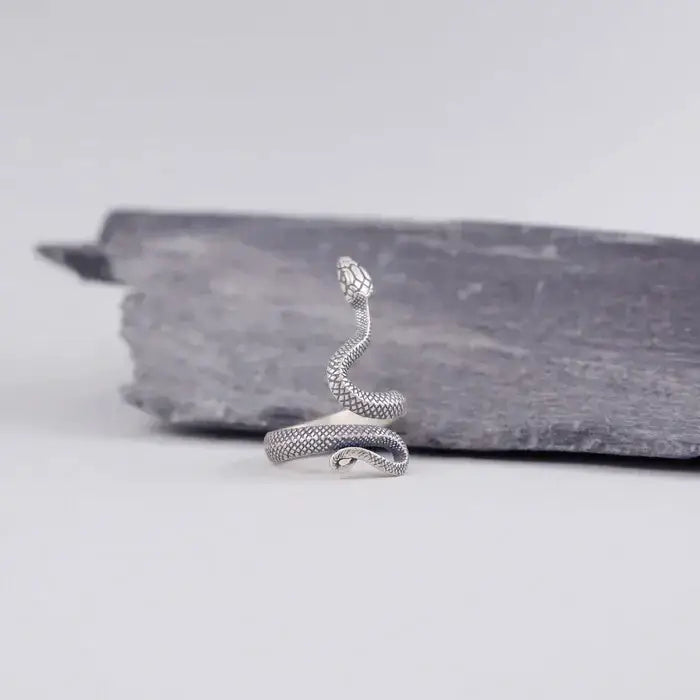 Silberner Schlangen Ring-Statement Ring-verstellbarer Fingerring-Gothic Schmuck-Ring Silber-feiner Ring-offener Ring-Schlangenring filigran-shelago eu schmuck