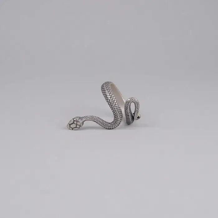 Silberner Schlangen Ring-Statement Ring-verstellbarer Fingerring-Gothic Schmuck-Ring Silber-feiner Ring-offener Ring-Schlangenring filigran-shelago eu schmuck