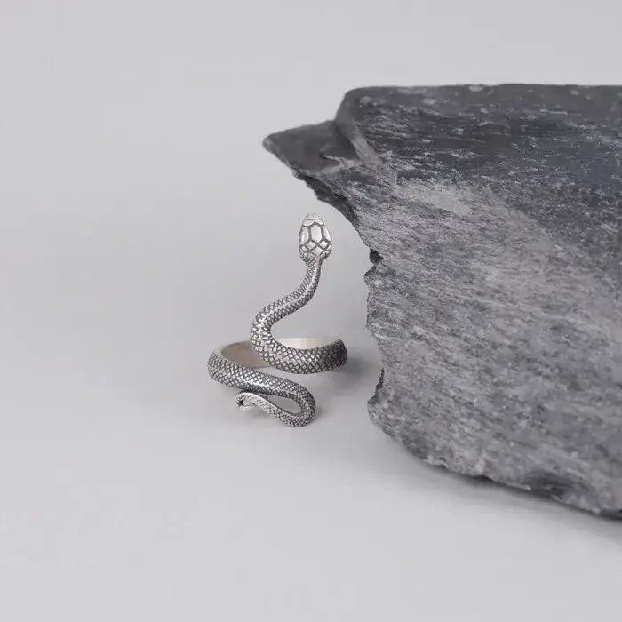 Silberner Schlangen Ring-Statement Ring-verstellbarer Fingerring-Gothic Schmuck-Ring Silber-feiner Ring-offener Ring-Schlangenring filigran-shelago eu schmuck