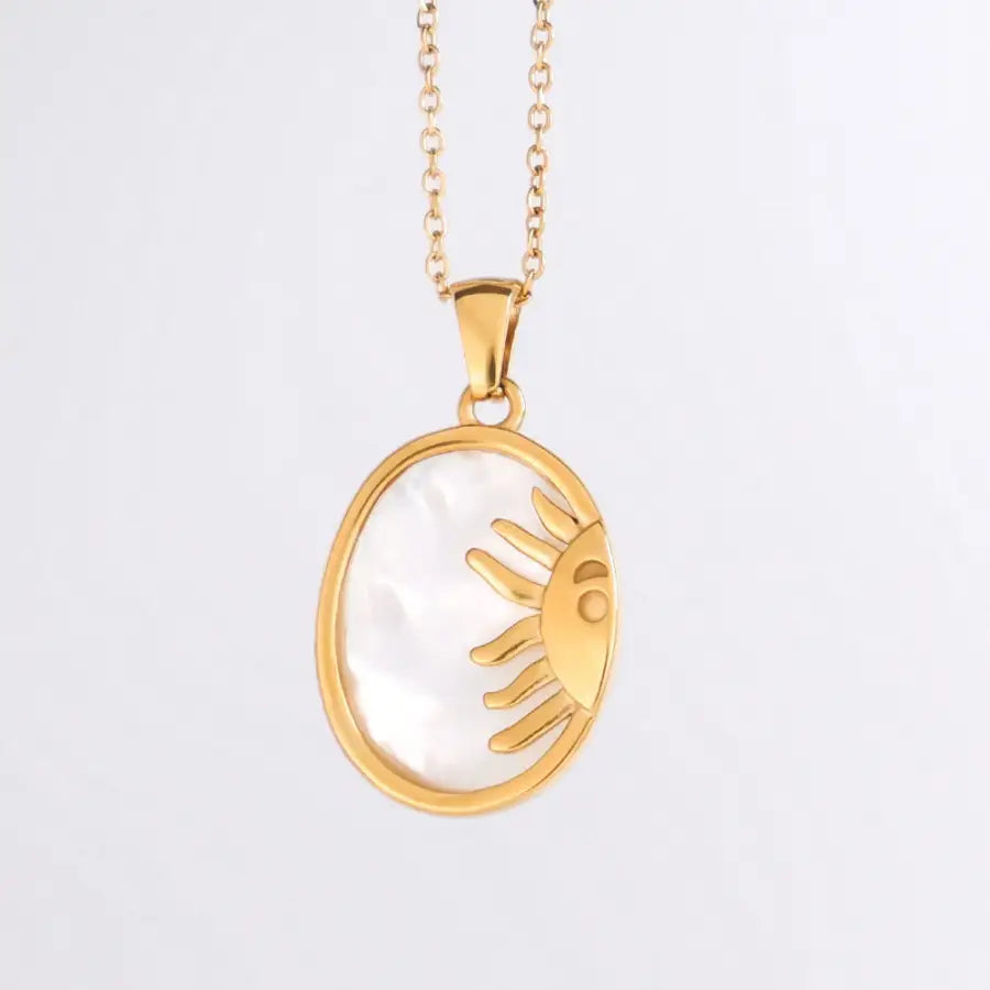 Sonnen Anhänger Halskette-Damen Halsketten mit Anhänger-Halskette Gold mit Weiß-Perfekt für besondere Anlässeelegantes Accessoire-SHELAGO SCHMUCK